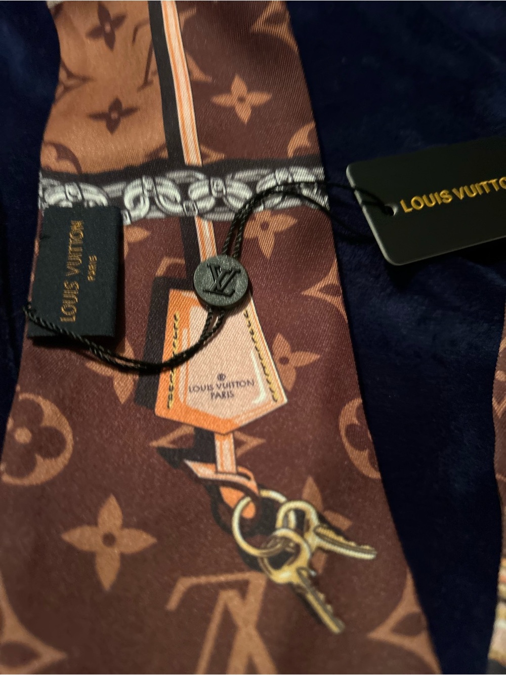 Louis Vuitton Brown Monogram 100% Silk Twilly gorgeous, and Chic!